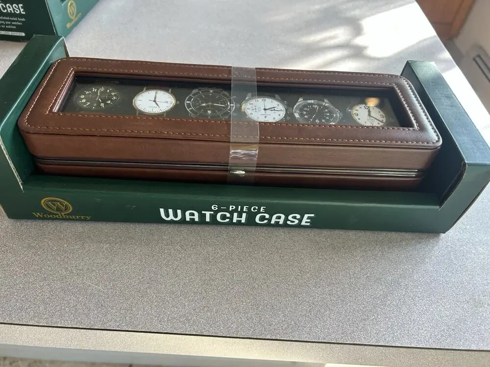 New Woodbury 6 Pc Watch Set Case Leather